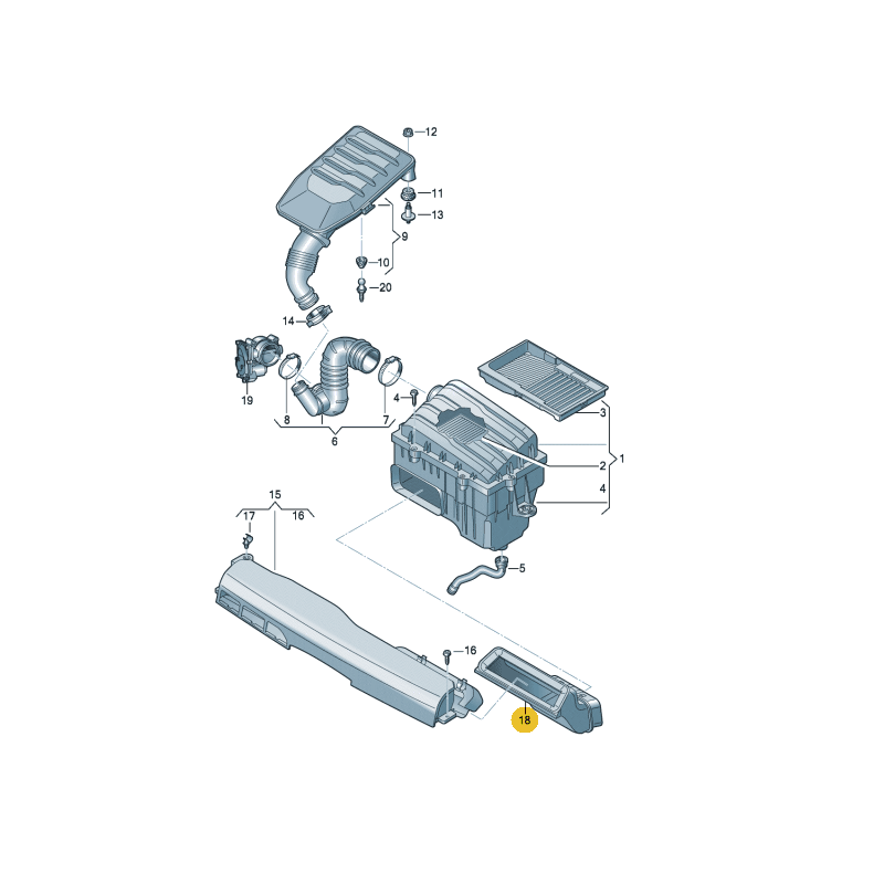 Guide d'air du filtre à air 1.0 TSI VW Polo 2018- | SKODA Fabia IV 2022