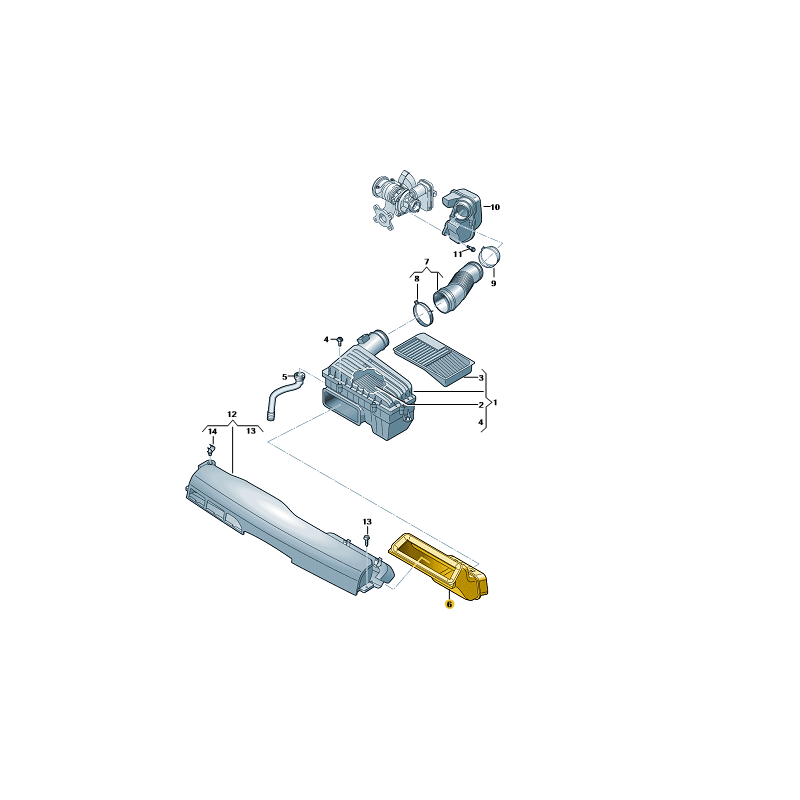 Coude d'admission d'air au filtre 1.0 VW T-Cross 2019-