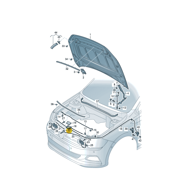 Poignée de levier de capot VW Polo 2018-