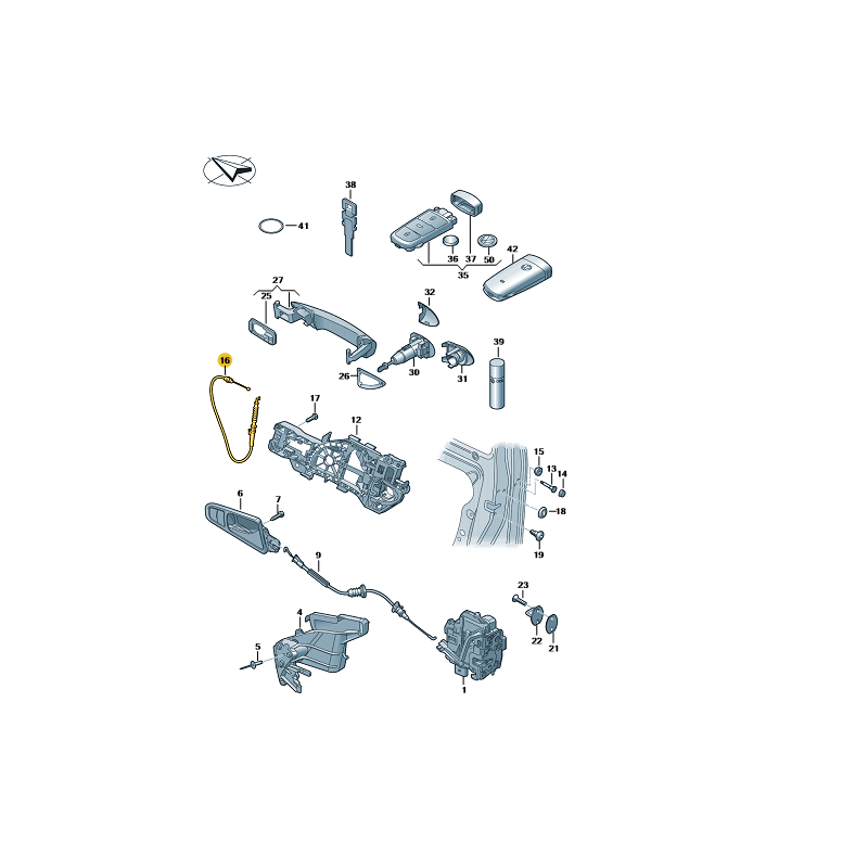 Câble de porte Bowden VW Passat B6 B7 CC 2006-2015