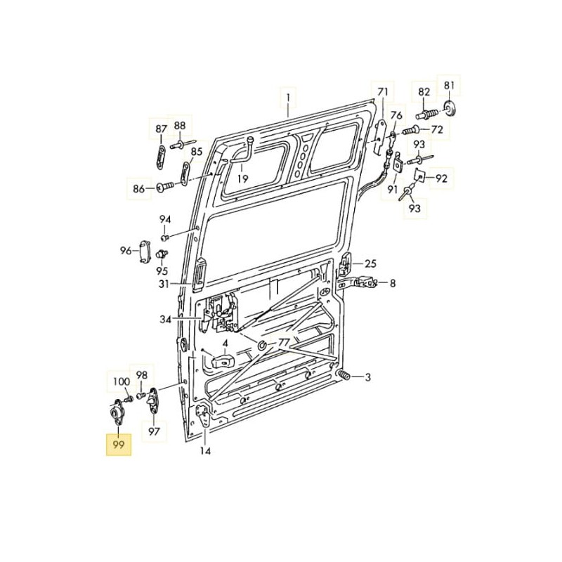 Plaque de verrouillage porte coulissante VW T4 1991-2004