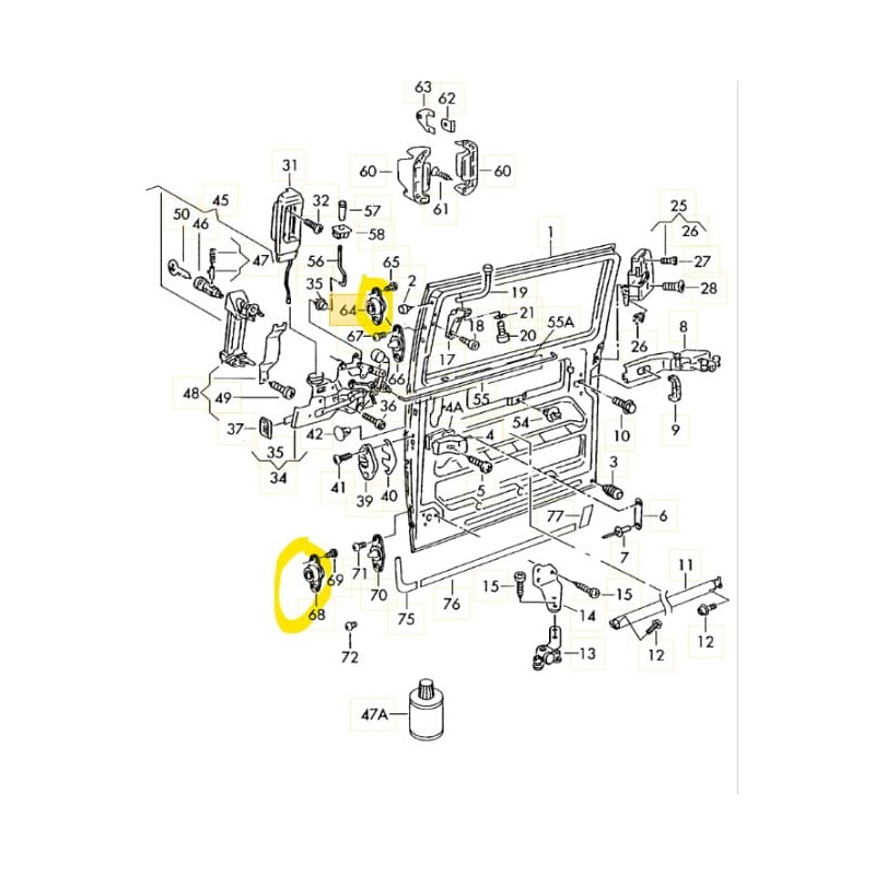 Plaque de verrouillage porte coulissante VW T4 1991-2004