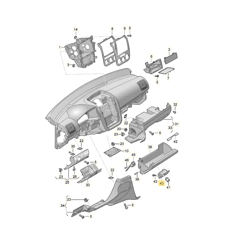 Poignée de boîte à gants tableau de bord VW Golf 5 6