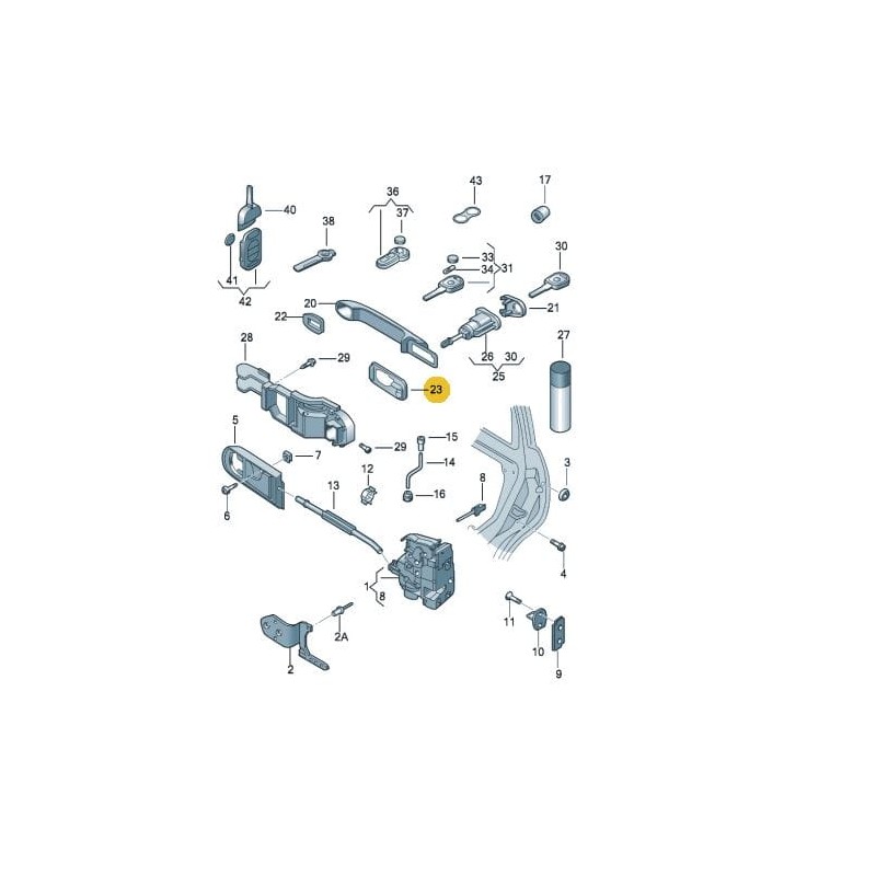 Joint de poignée de porte - arrière VW Beetle Caddy Touran T5 T6