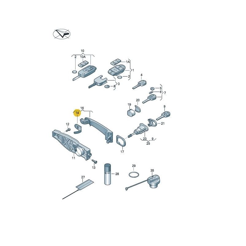 Joint de poignée de porte avant VW Beetle Caddy Touran T5 T6