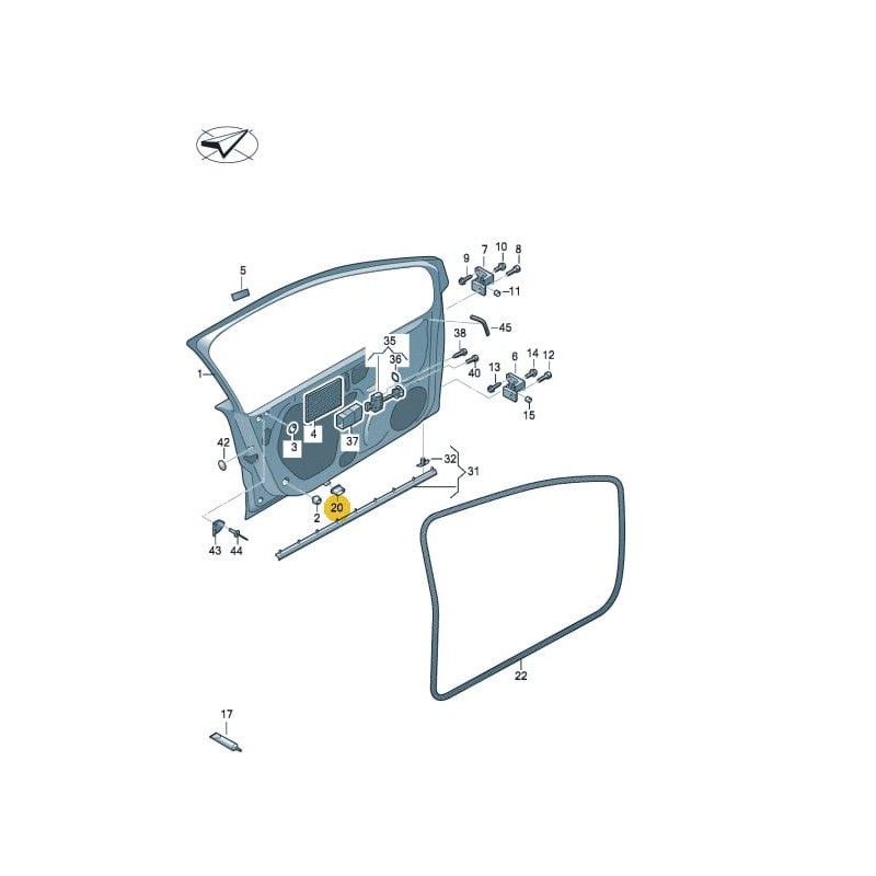 Passe-fil de joint de porte VW Polo Up! Seat Mii Skoda Citigo