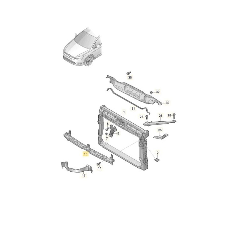 Support de fixation central du pare-chocs avant VW Golf Sportsvan 2014-2020