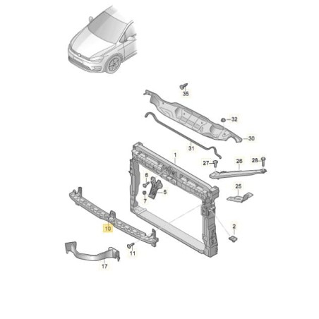 Support de fixation central du pare-chocs avant VW Golf Sportsvan 2014-2020 Support de fixation central du pare-chocs avant VW Golf Sportsvan 2014-2020