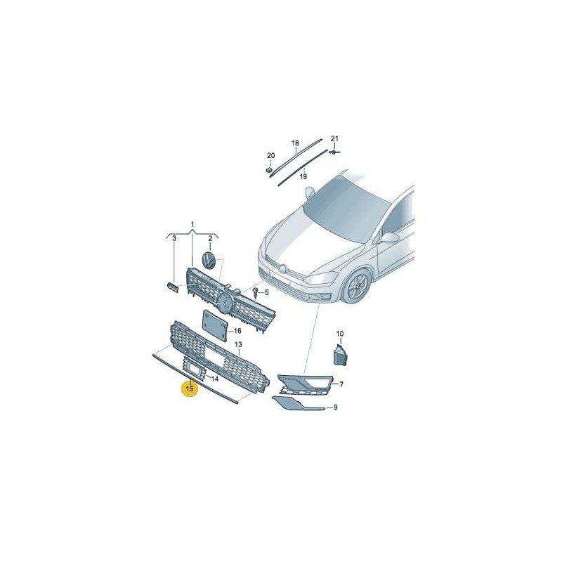 Grille inférieure de pare-chocs avant VW Golf VII Alltrack 2014-2020