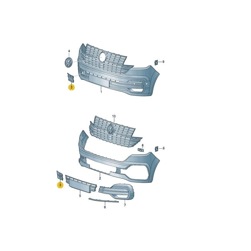 Cache-œil de crochet de remorquage pare-chocs avant VW T6.1