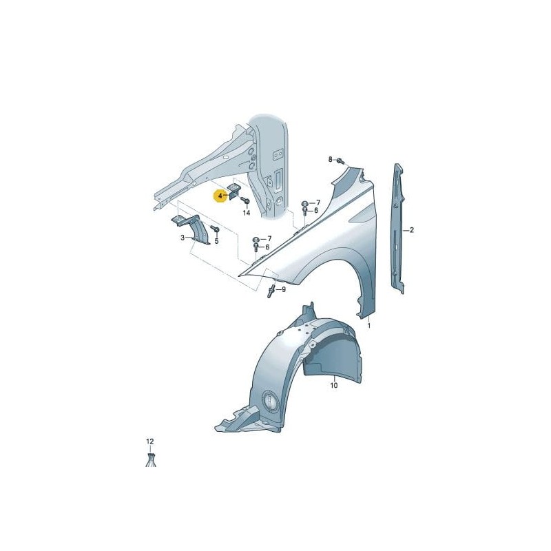 Support de fixation aile avant VW Polo 2018-