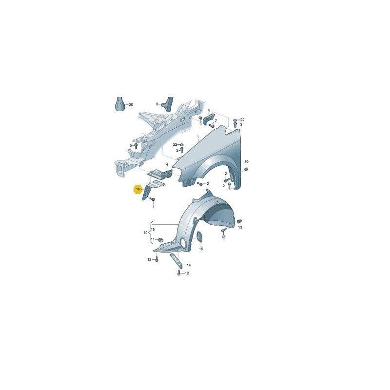 Support inférieur d'aile avant gauche VW Caddy 2016-