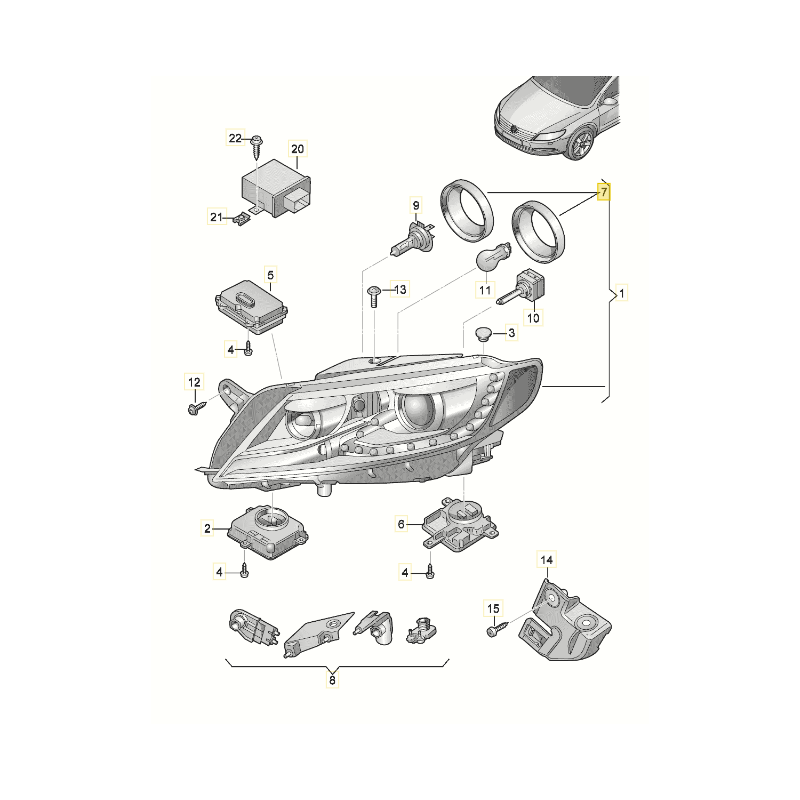 Cache de phare VW Passat CC Tiguan Touran Cache de phare VW Passat CC Tiguan Touran