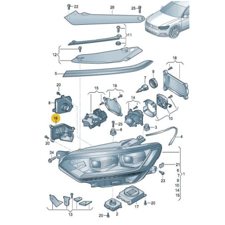 Module de contrôle ballast LED phare VW Passat B8 2015-2019 Module de contrôle ballast LED phare VW Passat B8 2015-2019