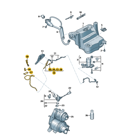 Ligne de dosage pour injecteur d'agent réducteur VW Passat B8