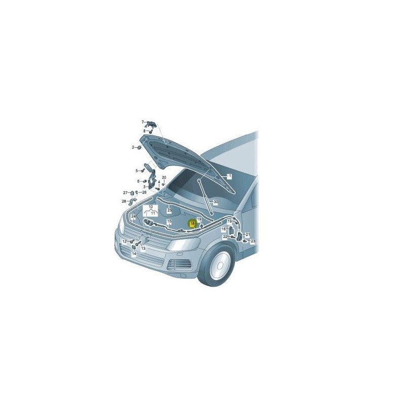 Câble de déverrouillage du capot arrière VW Touareg 2011-2018