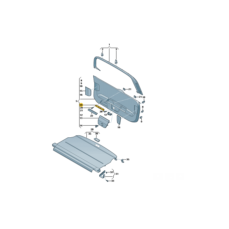 Poignée intérieure du couvercle arrière VW Passat B8 Variant