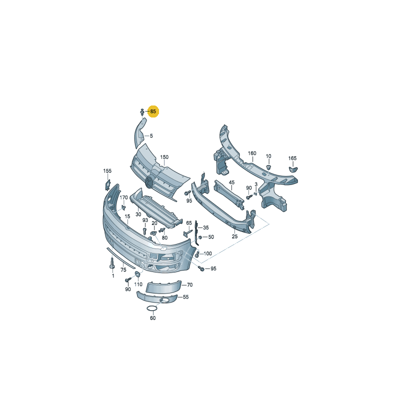 Cache supérieur de phare avant droit VW T5 FL 2010-2015