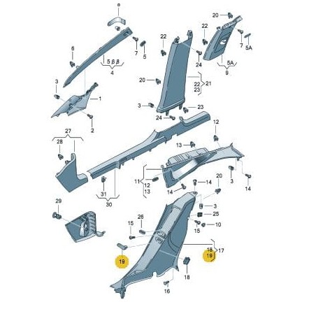 Cache de guide de ceinture de sécurité VW Polo Seat Leon Toledo Altea Arona Ibiza