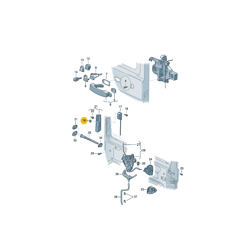 Bouton de porte coulissante VW T5 2004-2015 T6 2016-