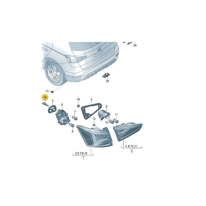 Fixation feu arrière VW SEAT SKODA