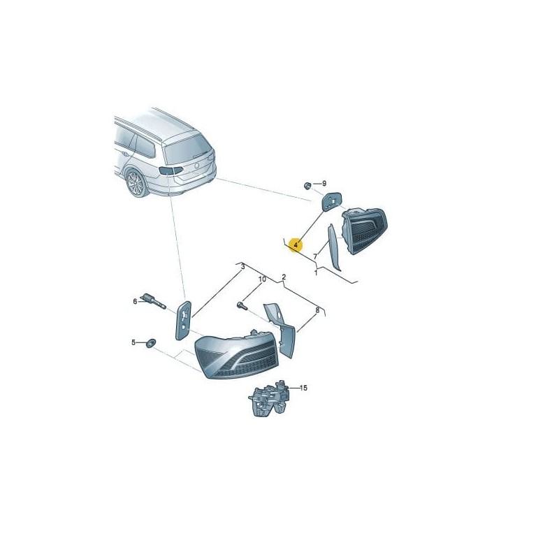 Joint de lampe de hayon VW Passat B8 Variant 2016-