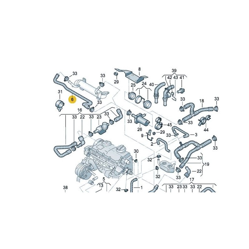 Durite d'eau entre refroidisseur EGR et pompe à eau supplémentaire 1.9 TDI AUY BVK Seat Alhambra VW Sharan