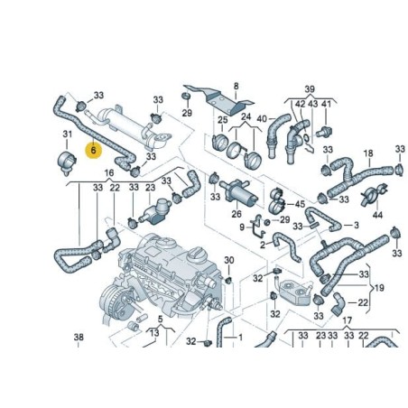 Durite d'eau entre refroidisseur EGR et pompe à eau supplémentaire 1.9 TDI AUY BVK Seat Alhambra VW Sharan