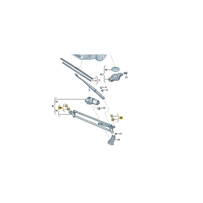 Ensemble de joints de montage d'essuie-glace pour VW AUDI SEAT SKODA