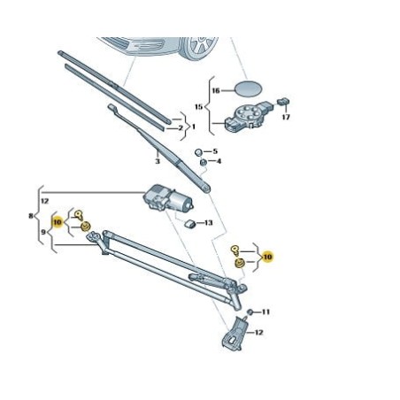 Ensemble de joints de montage d'essuie-glace pour VW AUDI SEAT SKODA