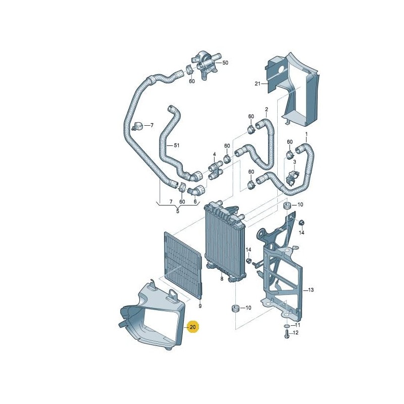 Conduit d'air pour deuxième radiateur Seat Leon 2013-2016 2.0 TSI