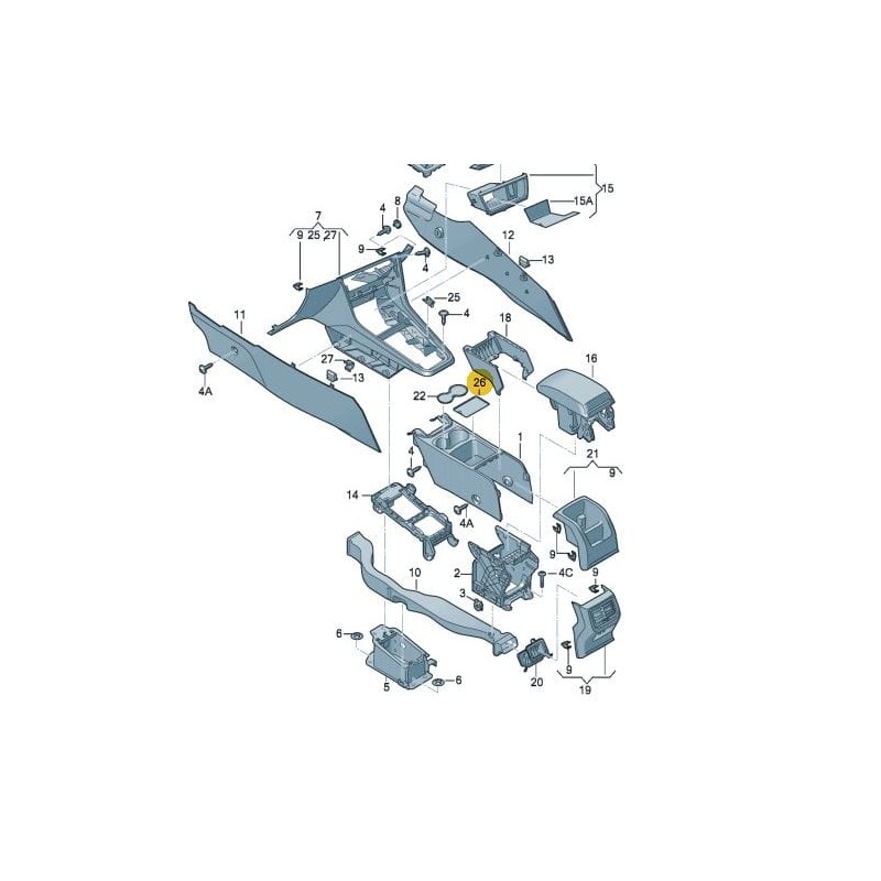 Console centrale en caoutchouc pour plancher Seat Leon