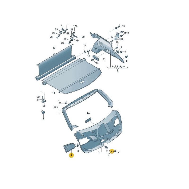 Cache latéral de la garniture de hayon SEAT LEON III 2013-2020