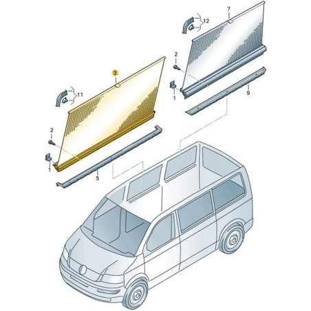 Store pare-soleil gauche pour fenêtre coulissante VW T6, noir titane