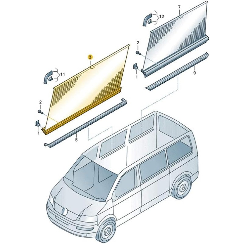 Store pare-soleil droit pour porte coulissante VW T6, fenêtre latérale fixe, noir titane Store pare-soleil droit pour porte coulissante VW T6, fenêtre latérale fixe, noir titane
