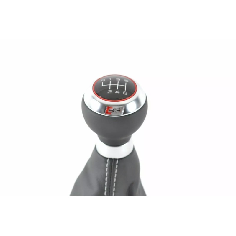 Pommeau de levier de vitesse en cuir d'origine Audi S3 A3, noir/argent Pommeau de levier de vitesse en cuir d'origine Audi S3 A3, noir/argent