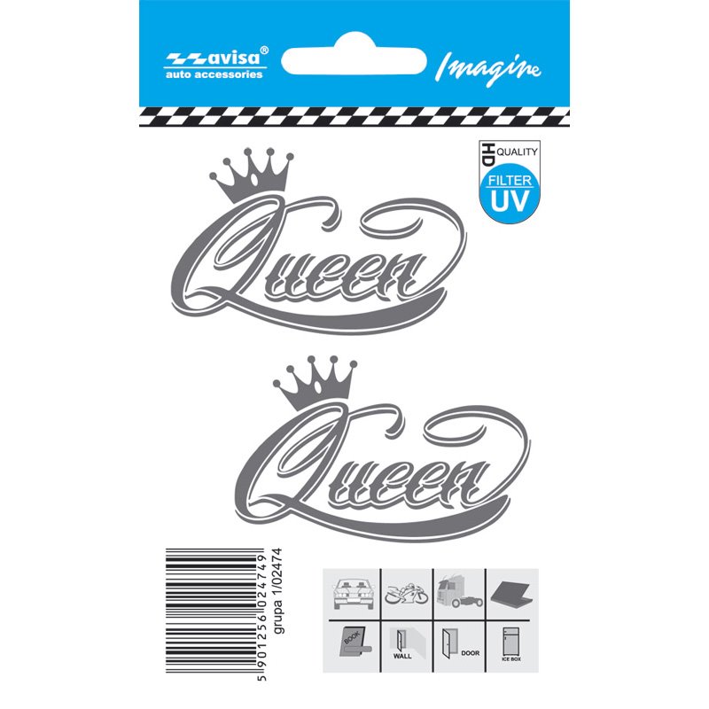 Autocollant AutoTattoo QUEEN 2-pièces - 6,3x4cm