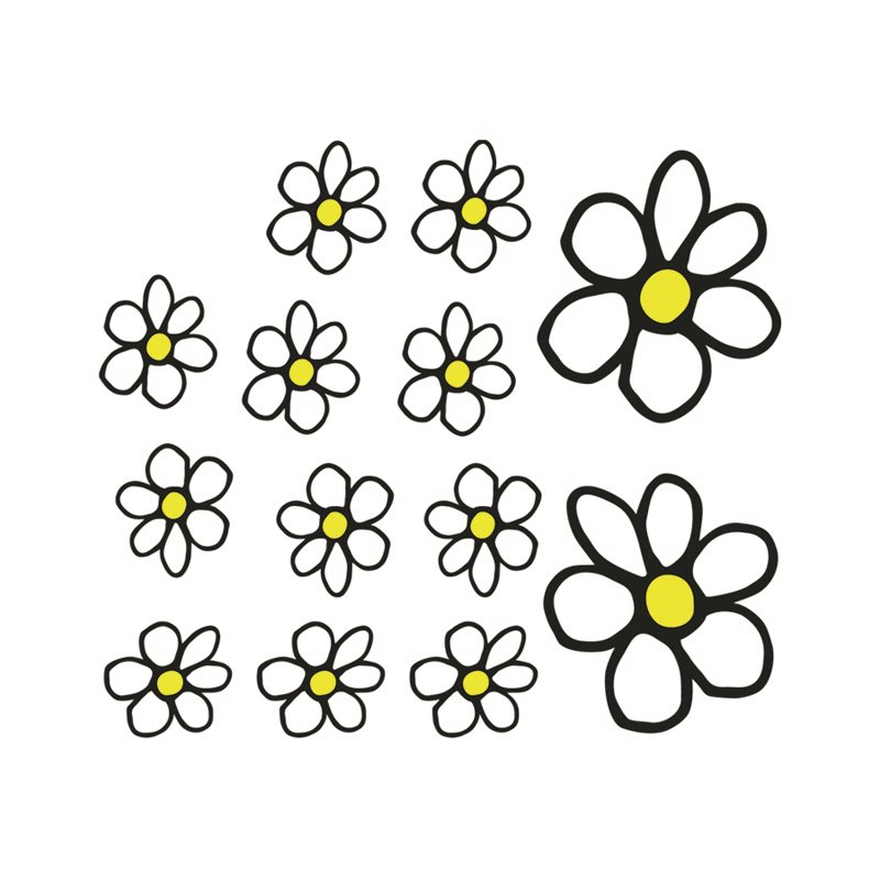 Autocollant Flowers - blanc/jaune - 13.5x15.5cm