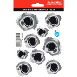 Autocollant 9 BulletHoles - noir/métal - 10x17cm