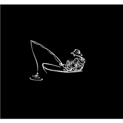 Autocollant Nickel 'Angler in a boat' - 70x49mm