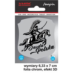 Autocollant AutoTattoo Husar 3D Chrome - 6,33 x 7 cm