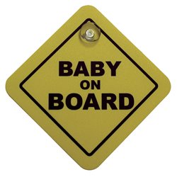 Autocollant/Bordje Baby On Board - jaune - 16x16cm