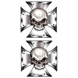 Set d'autocollants Skull in IronCross - 2x 8x8cm