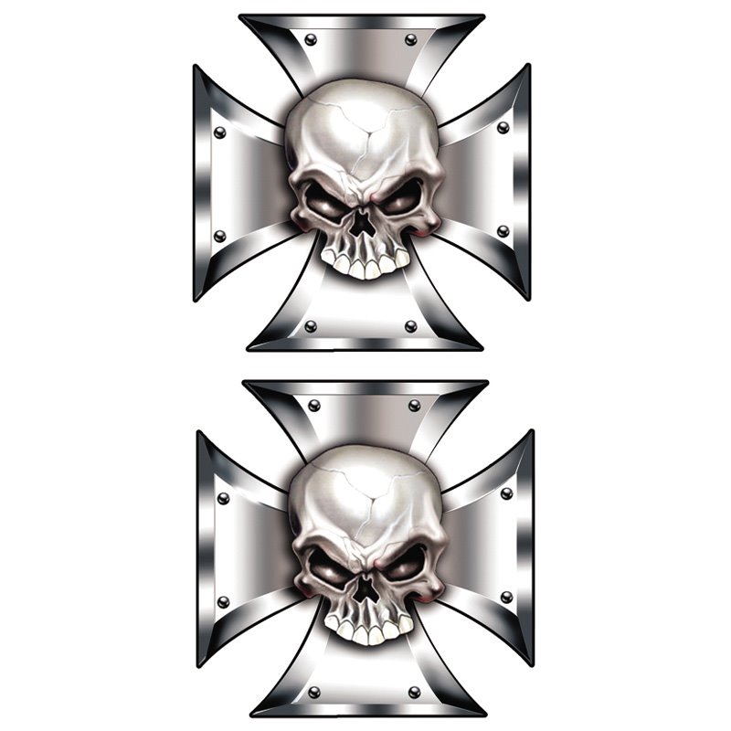 Set d'autocollants Skull in IronCross - 2x 8x8cm