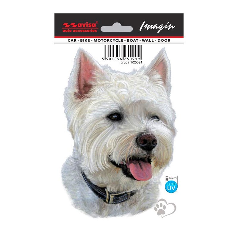 Autocollant AutoTattoo West Highland White Terrier - 16x11cm