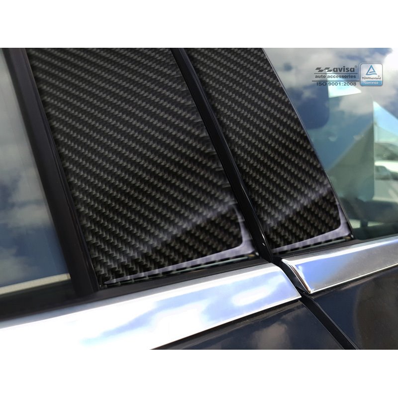 Couvertures de piliers-B sur mesure pour Mercedes-Benz Classe-A W176 2015- Noir Carbone