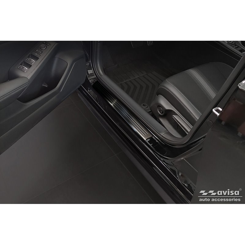 Seuils de portes inoxydable noir sur mesure pour Honda Civic XI 2022- 'Lines' - 4-pièces