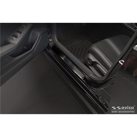 Seuils de portes inoxydable noir sur mesure pour Honda Civic XI 2022- 'Lines' - 4-pièces