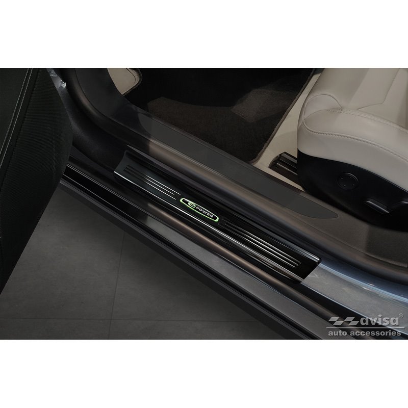 Seuils de portes inoxydable noir luisant sur mesure pour Tesla Model S 2012-2016 & Facelift 2016- 'E-Power' - 4-pièces