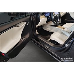 Seuils de portes inoxydable noir sur mesure pour Tesla Model S 2012-2016 & Facelift 2016- 'Lines' - 4-pièces